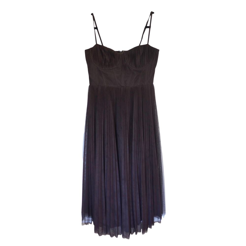 Hutch Amara Bustier Pleated Fit & Flare Midi Dress
